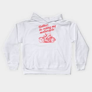 Rather be riding - red print Kids Hoodie